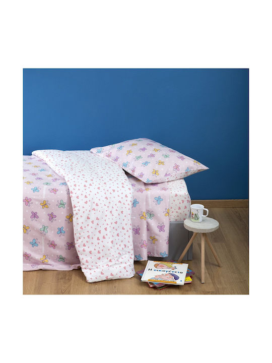 Zouzounia Set Kids Duvet Cover Single with Pillowcase Cotton Multicolored 160x240cm