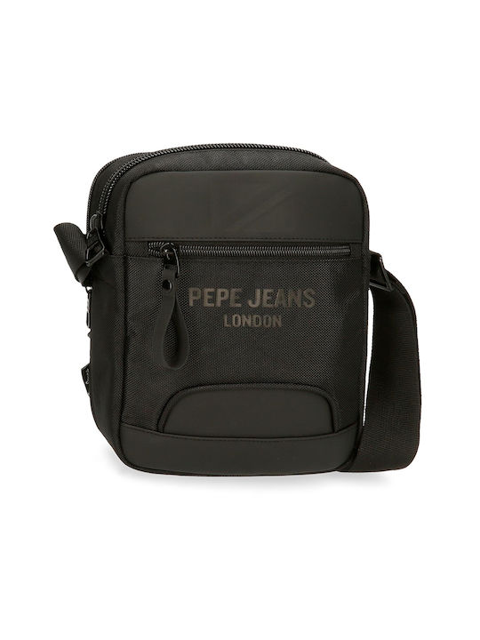 Pepe Jeans Fabric Shoulder / Crossbody Bag with Zipper, Internal Compartments & Adjustable Strap Black 7.5cm