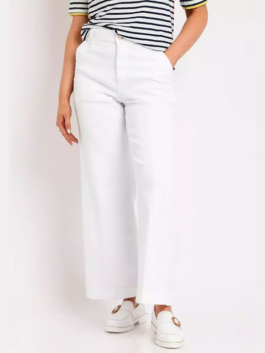 Guess Women's Cotton Capri Trousers in Relaxed Fit WHITE