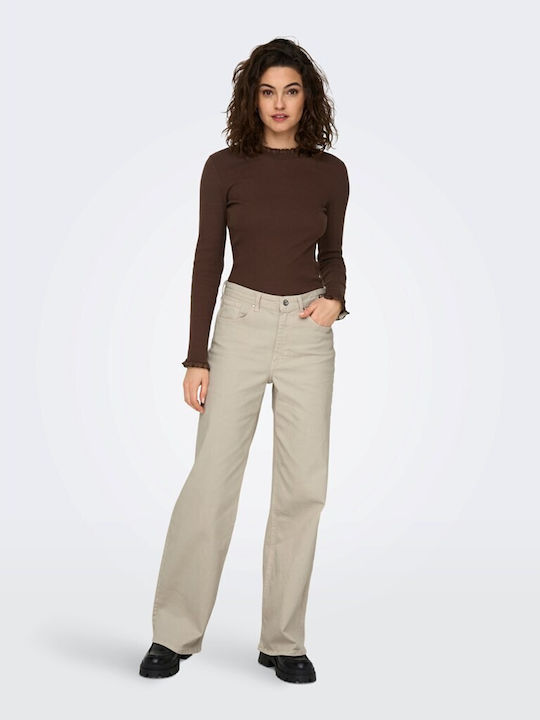 Only Women's Fabric Trousers Ecru