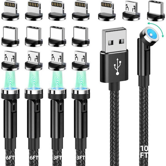 Hancenda ‎‎hcds05 LED USB zu Micro-USB / Typ-C,TC-TC / Blitzschlag Kabel 2.4A Schwarz 1m (1000-42170142)