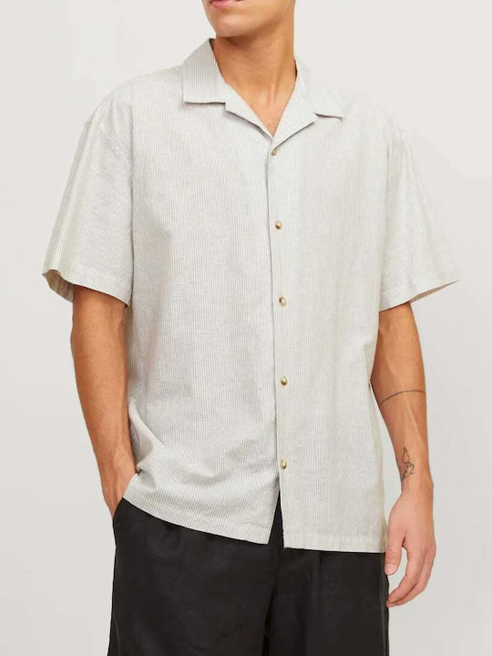 Jack & Jones Resort Men's Shirt Short Sleeve Linen Beige