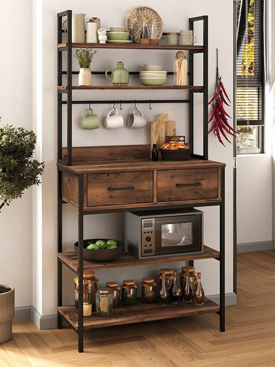 Megapap Printo Metallisches Küchengestell Mit 5 Ebenen Schwarze 81.6x37.5x169.1cm