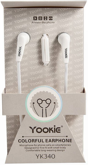 Yookie Yk340 In-ear Handsfree Headphones with Connector 3.5mm White