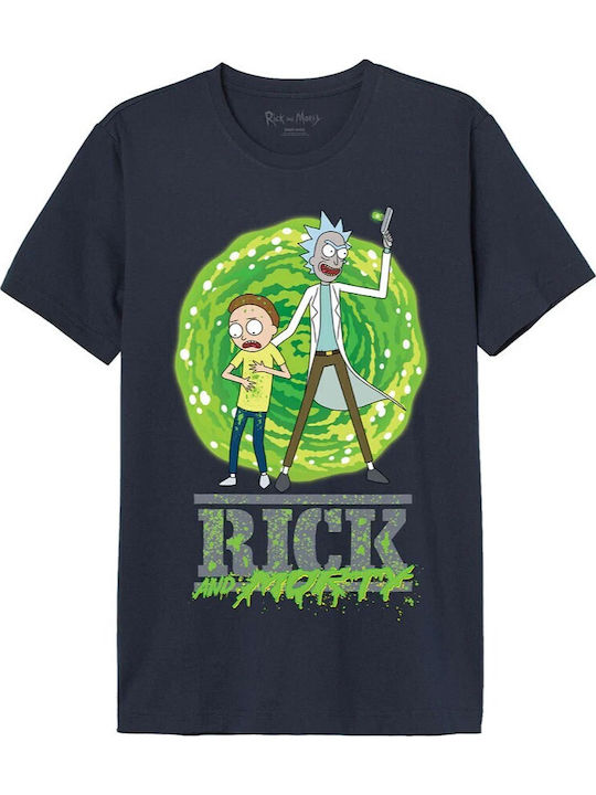 Cotton Division T-shirt Rick And Morty Navy Μπλε Βαμβακερό