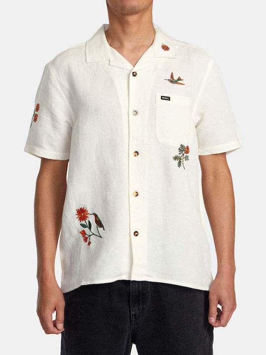 Quiksilver Men's Shirt Short Sleeve Linen Natural