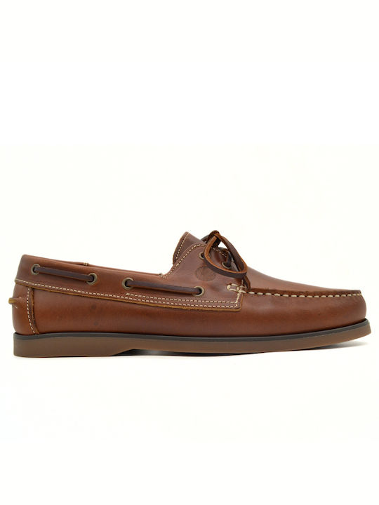 Hawkins Premium Men's Leather Boat Shoes Tabac Brown