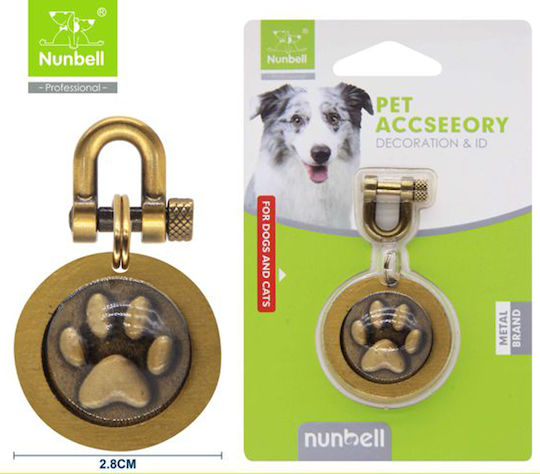 Nunbell Pet Идентификационен знак за куче Златист Метал 2.8x2.8см