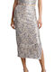 Attrattivo Pencil High Waist Midi Skirt in Silver color