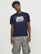 Jack & Jones T-shirt Bărbătesc cu Mânecă Scurtă Albastru marin