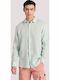 Long-sleeved Linen Shirt Lt Aqua