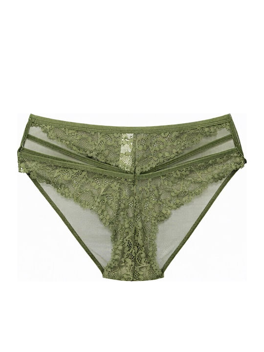 Damen Slip mit Spitze Khaki