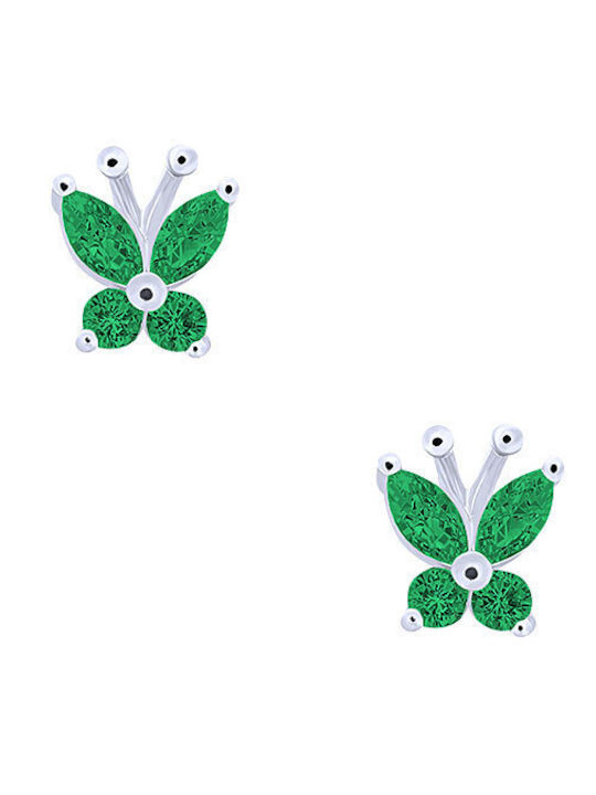 Iris Παιδικά Σκουλαρίκια Καρφωτά Πεταλούδες από Ασήμι