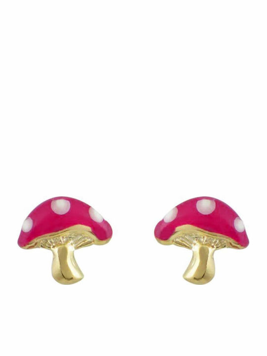 Mertzios.gr Mushroom Kids Earrings Studs from Gold 9K