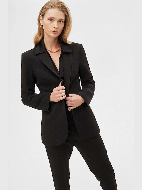 BSB Damen Mittellang Blazer Schwarz