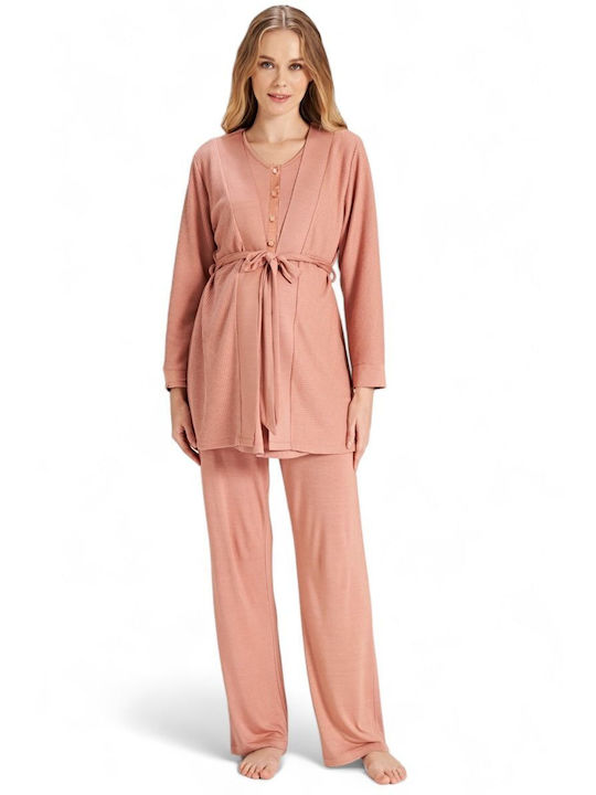 Feyza Robe with Pajama Pink FZA5076/2