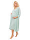 Nicoletta Nightgown for Maternity Hospital & Breastfeeding Green