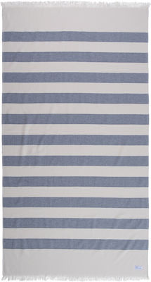 Nef-Nef Blue Cotton Beach Towel with Fringes 170x90cm