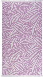 Nef-Nef Groovy Mauve Purple Cotton Beach Towel with Fringes 170x90cm