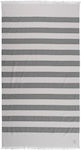 Nef-Nef Homeware Beach Towel Cotton Black with Fringes 170x90cm.