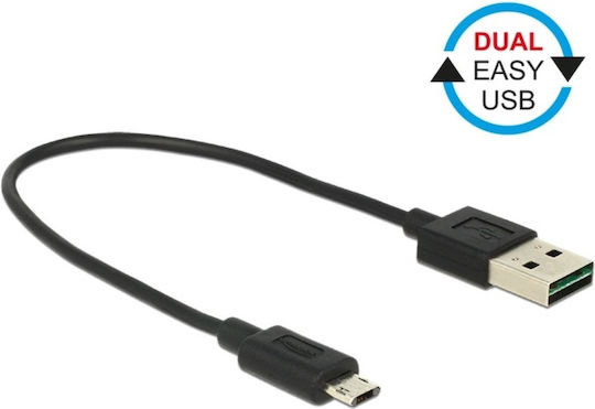 DeLock Male Regular USB 2.0 to micro USB Cable Μαύρο 0.2m (84804) 1τμχ