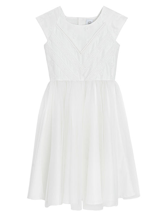 Cool Club Mädchen Kleid Kurzärmelig White