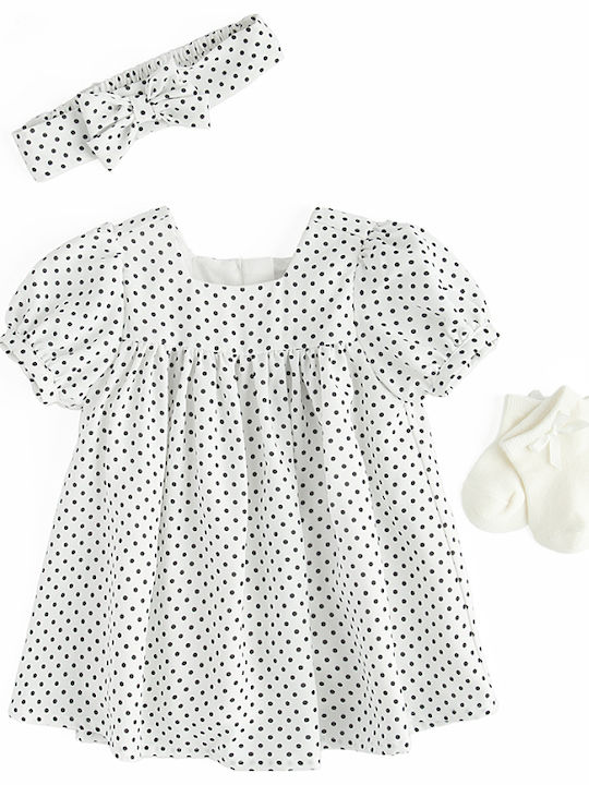 Children's Dress Short Sleeve Set with Accessories White