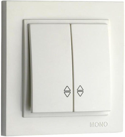 Mono Electric Χωνευτός Διακόπτης Τοίχου Διπλός Ασημί