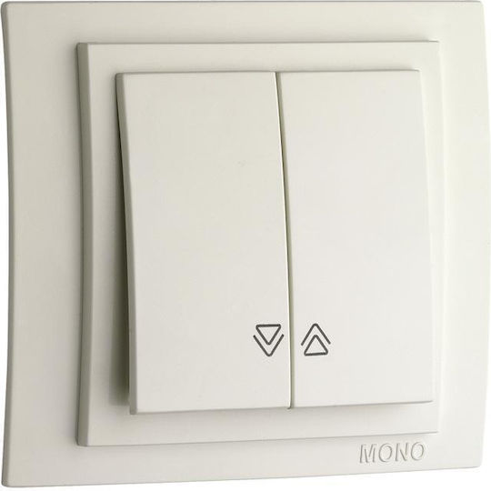 Mono Electric Χωνευτός Διακόπτης Τοίχου Ρολών Διπλός Λευκός