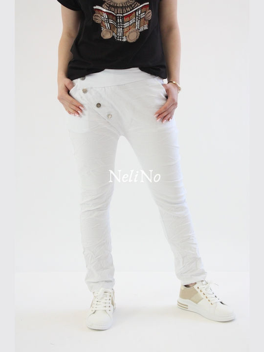 Zephyr Button Baggy Pants White Uni