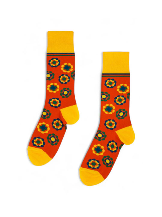 Socks Unisex Design Pournara Flowers Prn2019-orange