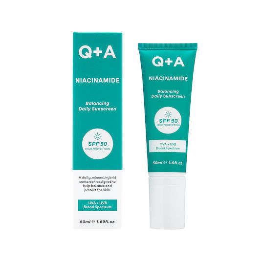 Q+A Natural Skincare Niacinamide Balancing Daily Sunscreen Αντηλιακό Προσώπου SPF50 50ml