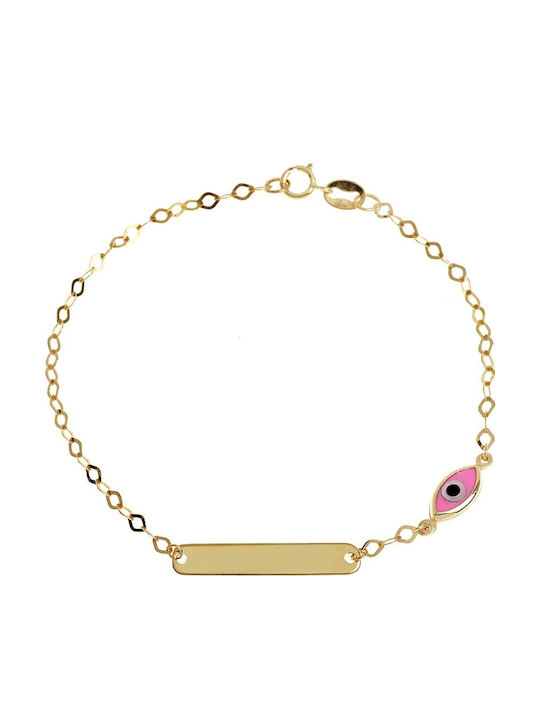Ioannou24 Kids Bracelet ID from Gold 9K with Evil Eye