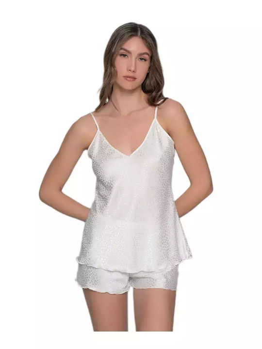 Milena by Paris Καλοκαιρινό Σατέν Νυφικό Babydoll Λευκό