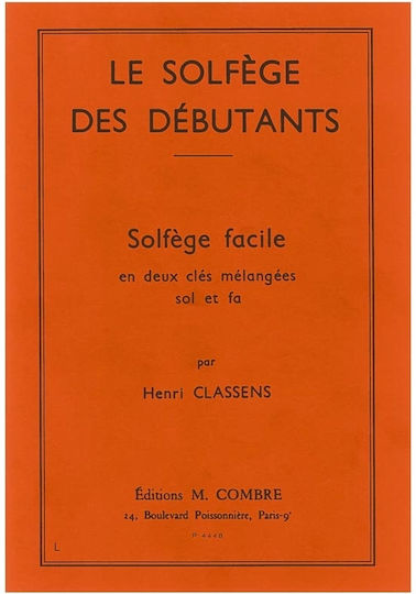 Classens Le Solfege Des Debutants Cles Sol & Fa
