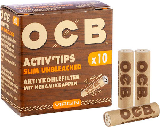 Φίλτρο Ocb Slim Unbleached 10 Ενεργού Ανθρακα 7mm