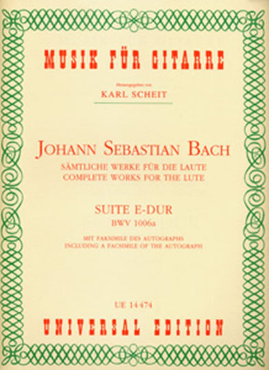 Bach J.s Suite E-dur Bwv 1006a Including A Fascimile Autograph