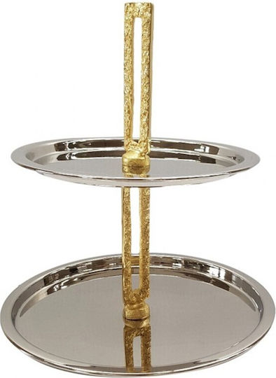 Capolavoro Metallic Dessert Tower Stand with 2 Tiers Silver 21x18cm