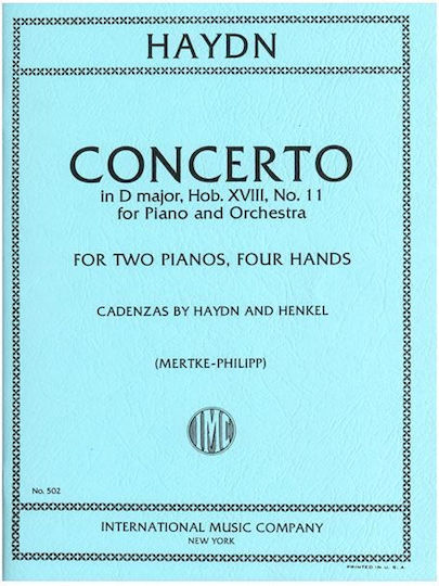 Haydn Joseph Konzert für Klavier und Orchester D-Dur Hob Xviii Nr. 11
