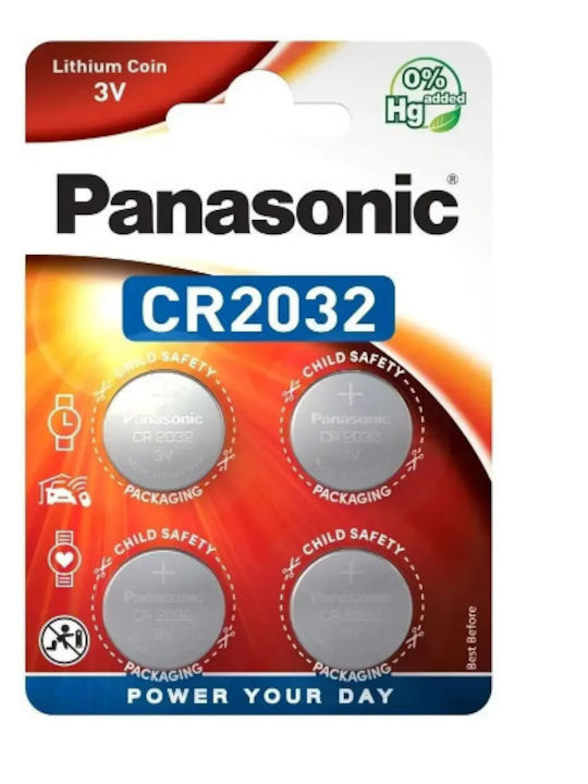 Panasonic Power Μπαταρίες Λιθίου Ρολογιών CR2032 3V 4τμχ