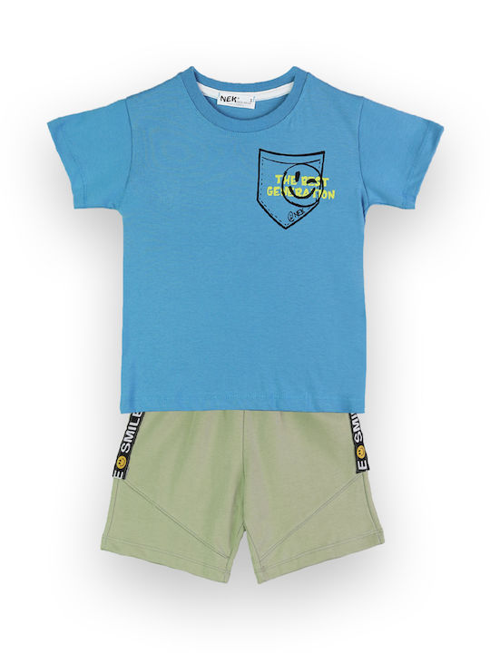 Nek Kids Wear Kids Set with Shorts Summer 2pcs Blue