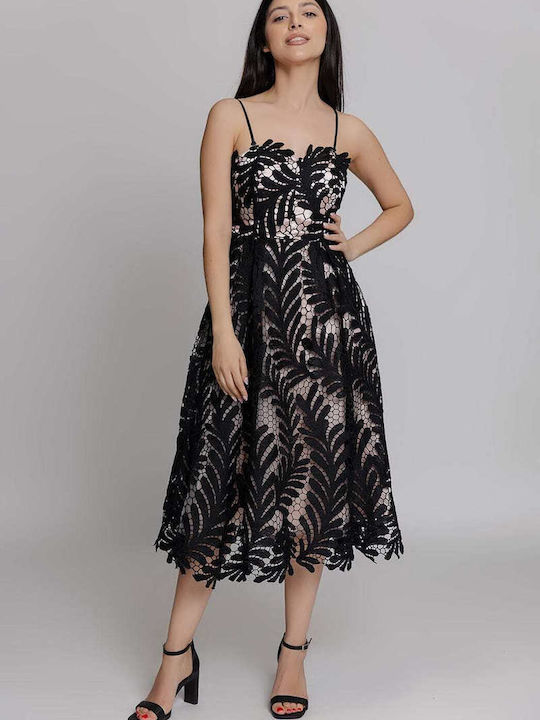 Emely Evening Midi Dress Black E2278a