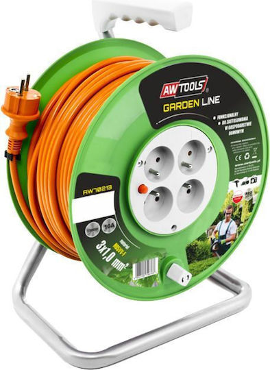AWTools Extension Reel Cord 3 x 1.5mm²/25m Orange