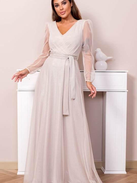 Brak Maxi Kleid für Hochzeit / Taufe mit Tüll Beige