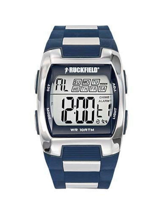 Ruckfield Digital Uhr Batterie mit Blau Kautschukarmband