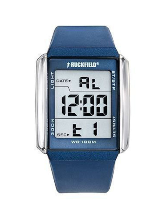 Ruckfield Digital Uhr Batterie mit Blau Kautschukarmband