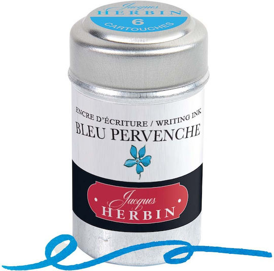 Jacques Herbin Ink Cartridges 6pcs Bleu Pervenche 20113t