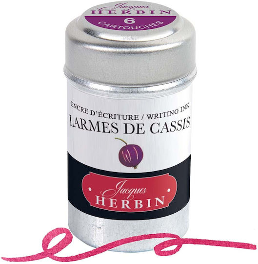 Jacques Herbin Ink Cartridges 6pcs Larmes De Cassis 20178t
