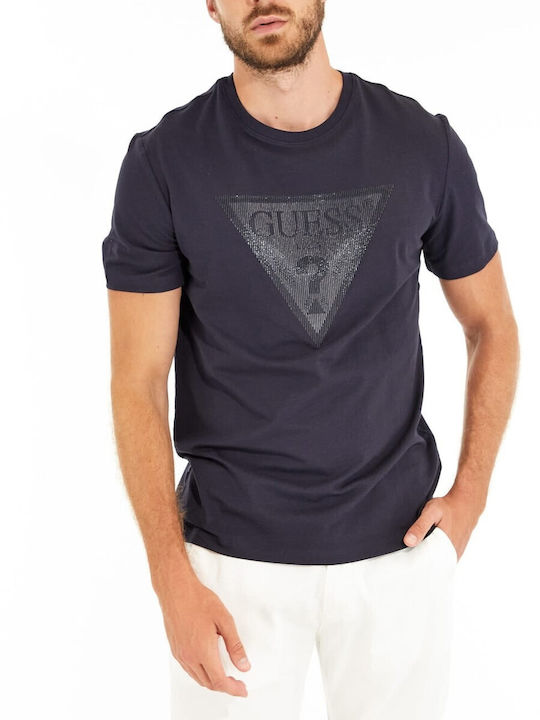 Guess Herren T-Shirt Kurzarm Blau