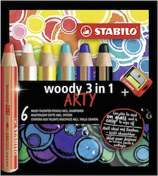 Stabilo Woody Arty 3in1 Bleistifte 6 Farben + Stabilo Anspitzer
